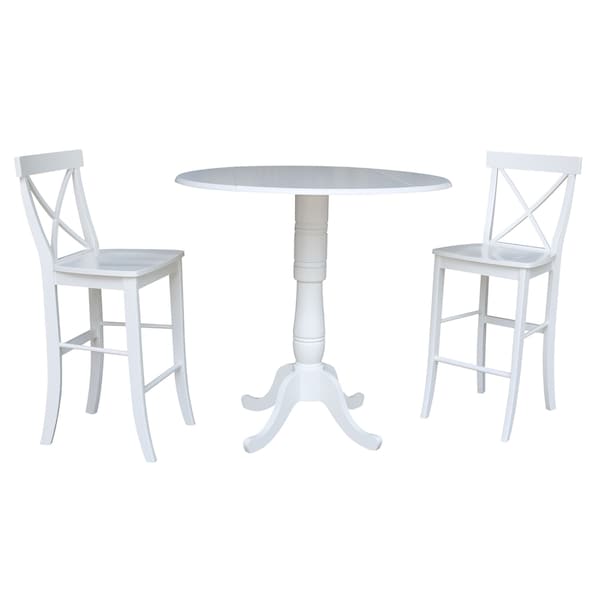 International Concepts Round 42, Round Pedestal Bar Height Table with 2 Bar Height Stools, White, 42 W, 42 L, 41.5 in H K08-42DPT-S6133-2 - main